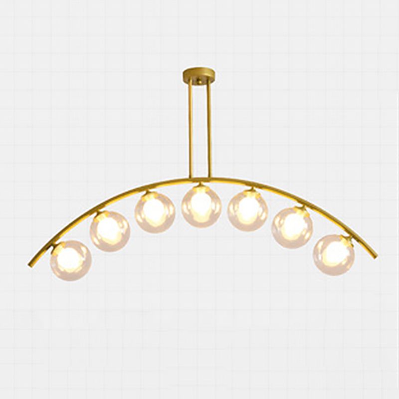 Modern Dining Chandelier Light Round Glass Shade Ceiling Hanging Light for Dining Room