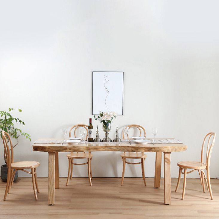 Mesa rectangular de madera maciza de pino, mesa de comedor minimalista con 4 patas para restaurante