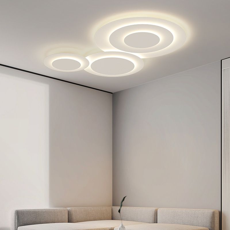 Plafonnier LED de forme circulaire acrylique moderne 3 lumières encastré pour chambre à coucher