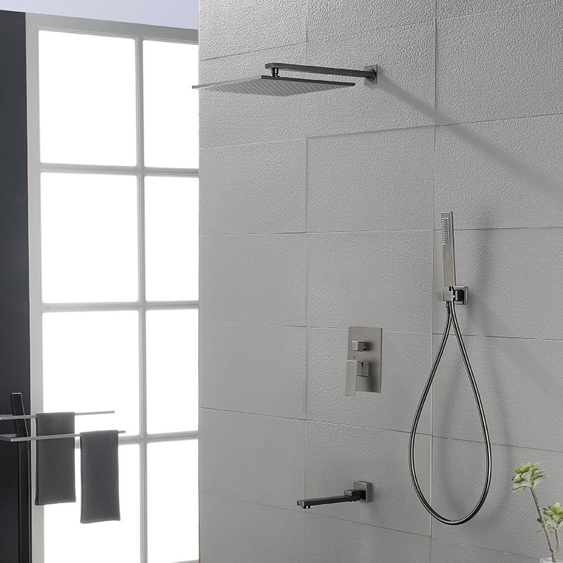 Modern Shower Faucet Brass Square Adjustable Shower Head Wall Mounted Shower Set