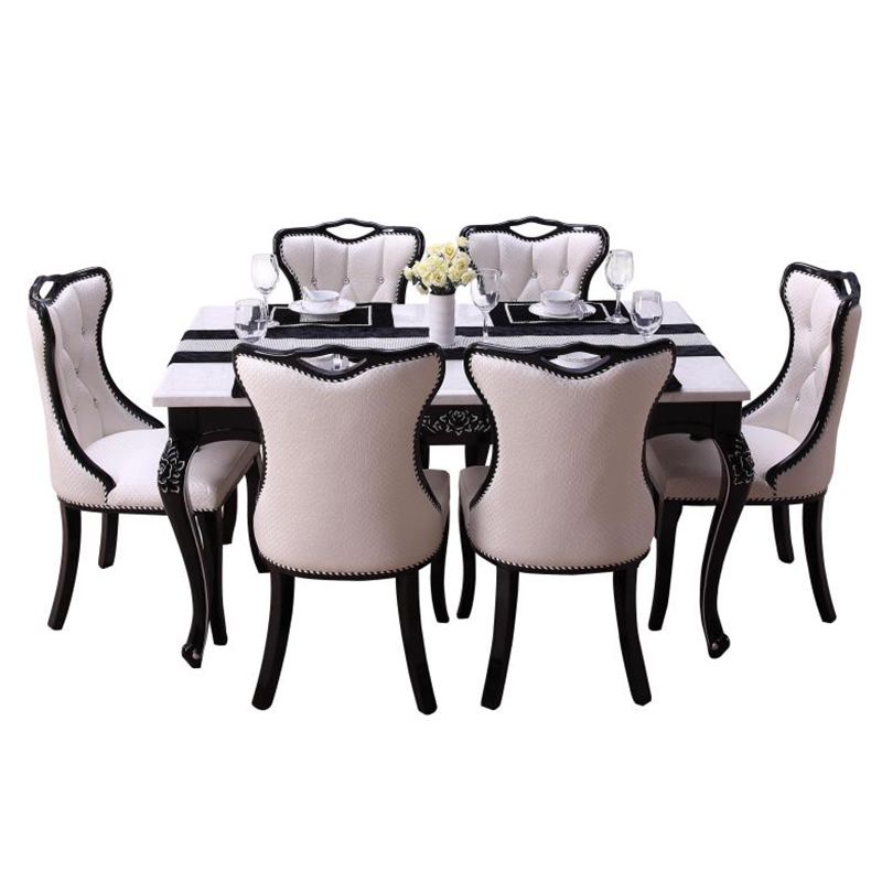 Rectangle White Dining Table Victorian Stone Table with 4 Legs