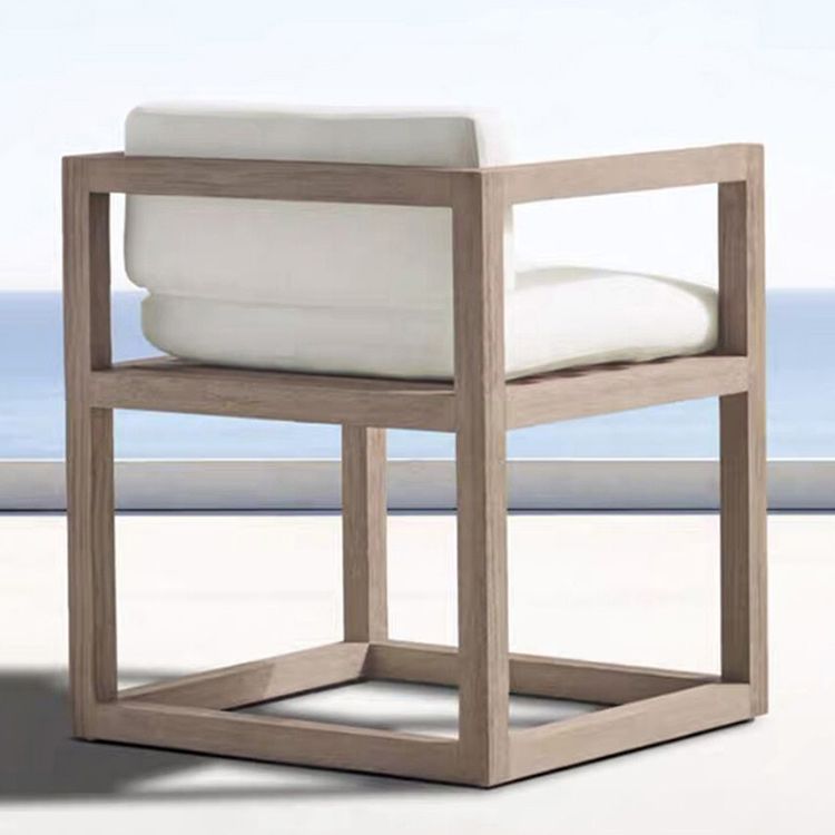 Contemporary White Patio Dining Chair with UV Protective Finish Cushion