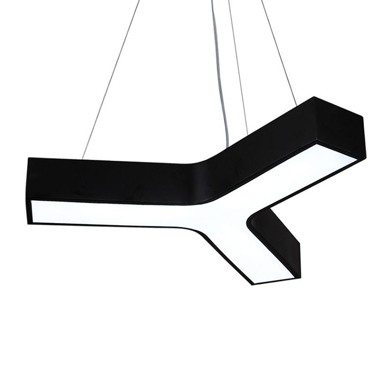 23.5"/35.5"/47" W LED Office Drop Pendant Nordic Black Suspension Lamp with Y Shaped Acrylic Shade, Warm/White Light
