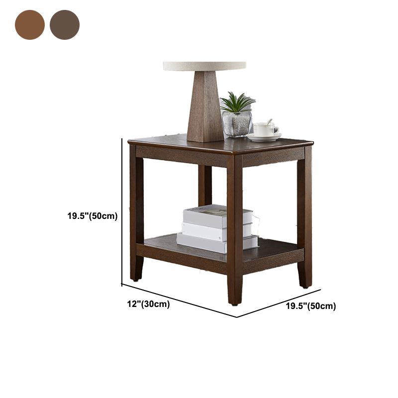 Modern Square / Rectangle Top Side Table Wooden 4 Legs End Table with Shelf