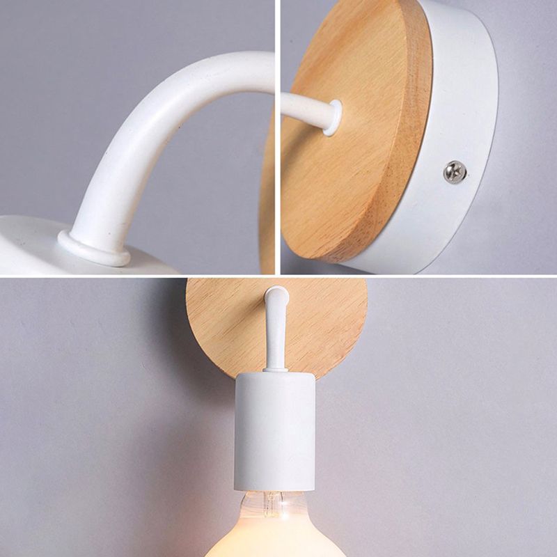 Modern Wood Wall Sconce Metal Cylinder Shape Vanity Light for Bathroom