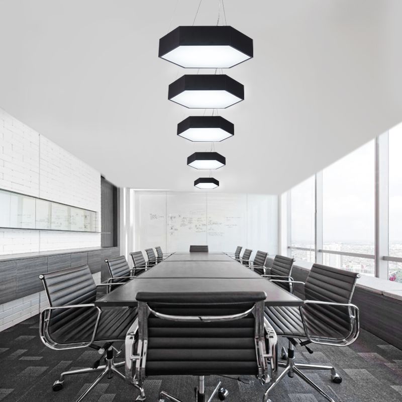 Yellow/Silver/Purple Hexagon Pendant Lamp Contemporary Led Metal Hanging Ceiling Light, 12"/18"/23.5" Wide