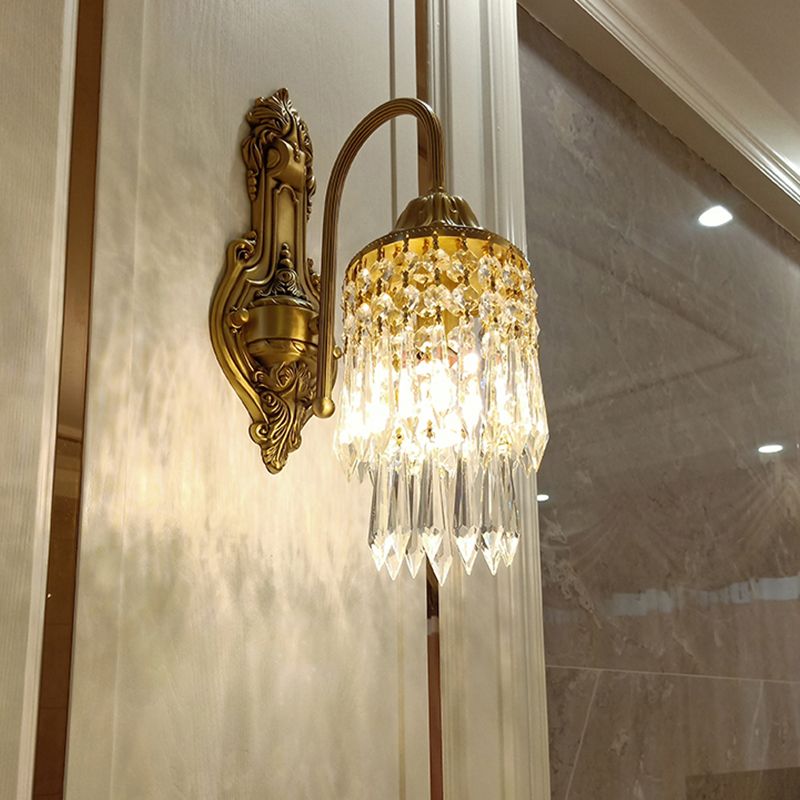 Luz de luz de pared de estilo tradicional Dropas de cristal luces aplastas para la sala de estar del dormitorio del hotel