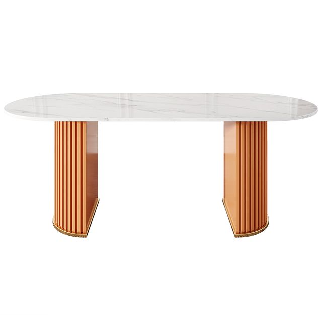 Minimalistische ovale witte eettafel Standaard eettafel van gesinterd steen voor keuken