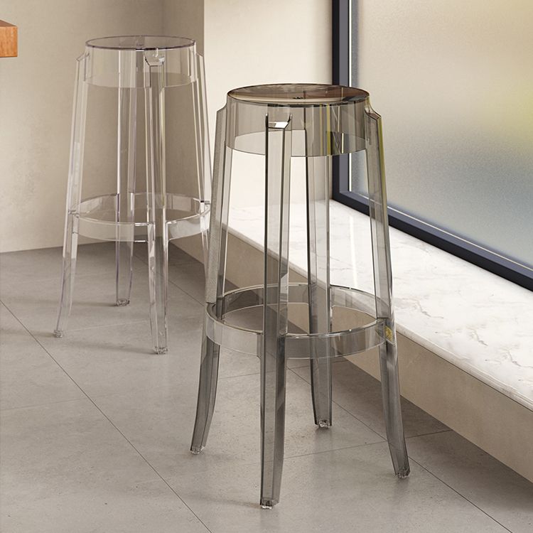 Contemporary Plastic Backless Counter High Stool with 4 Legs