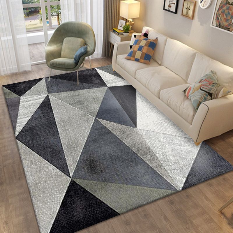 Modern Area Rug Novelty Geometric Pattern Carpet Living Room Polyester Rug with Non-Slip Backing