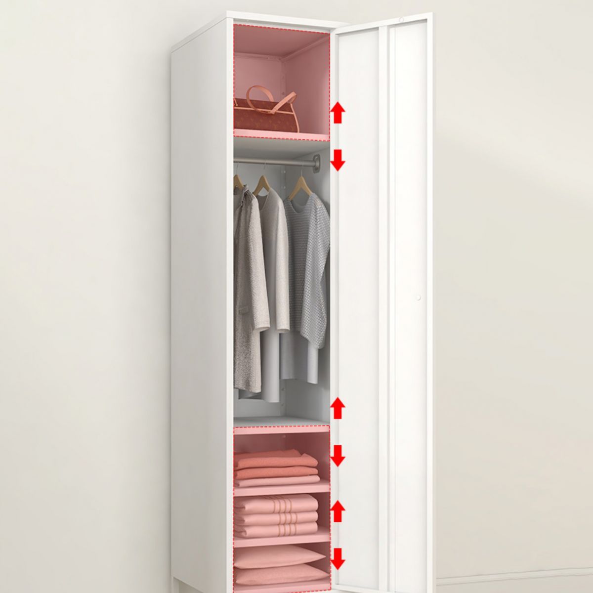 Metallic Finish Cabinet with Legs Contemporary Metal Wardrobe for Home