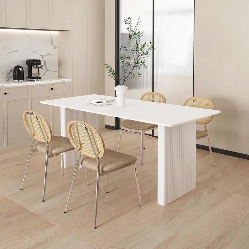 Modern 1/2/5/7 Pieces Dining Chairs Set Rectangle Stone Furniture in White