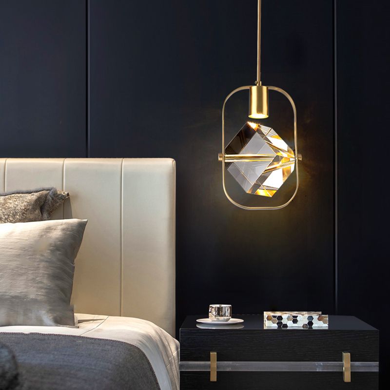 Géométrie Shape Crystal Pendante Light Modern Style Single Light Lampe suspendue en or