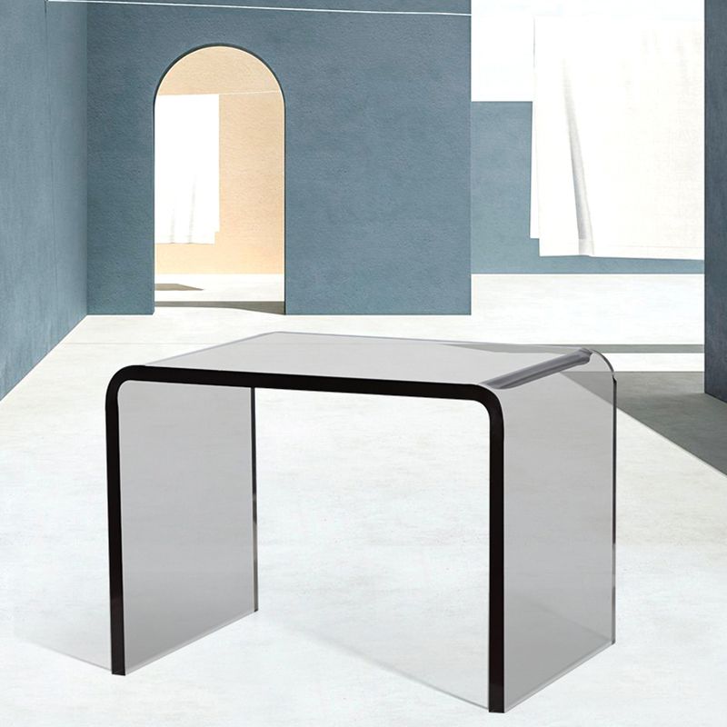 Modern Rectangular Glass Side End Table Sled Side Table for Living Room