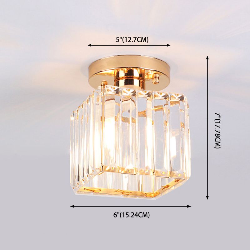 Crystal Geometric Ceiling Mounted Fixture Contemporary Close To Ceiling Lighting Fixture