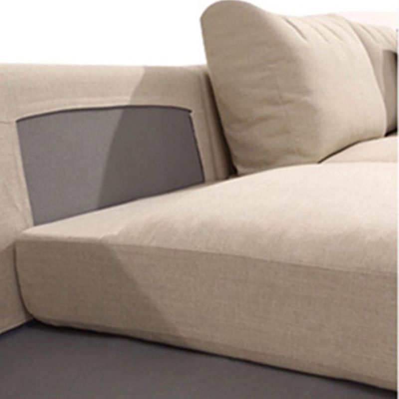 Modern Cotton Stationary Sofa 4-seat Square Arm Sofa & Chaise