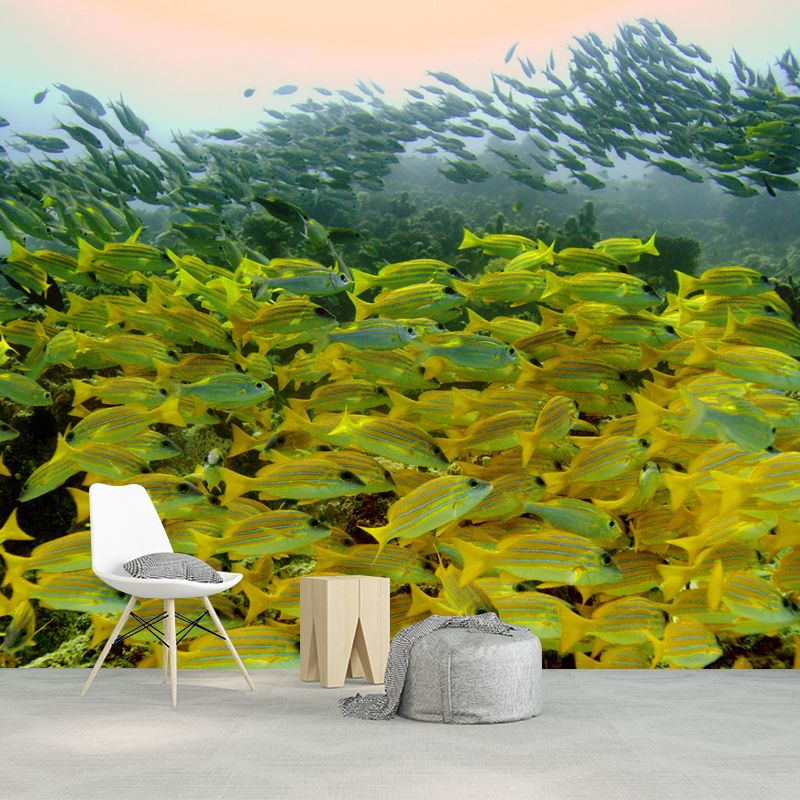 Tropical Beach Style Seabed Mural Mildew Resistant Wallpaper for Sleeping Room