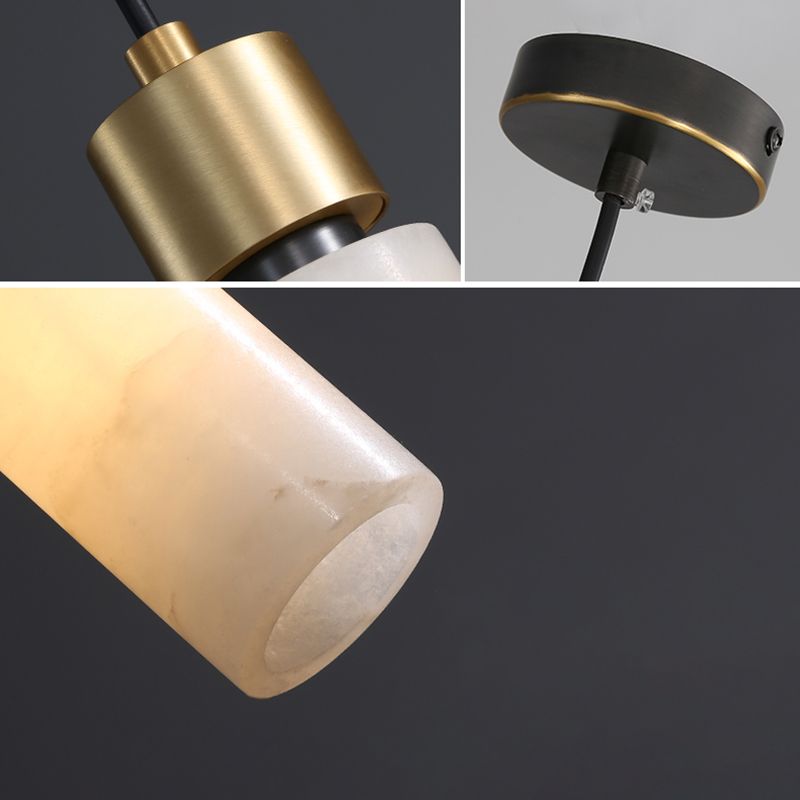 Éclairage de pendentif simple en marbre contemporain pour salle à manger cafée