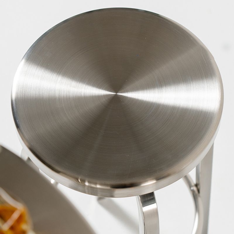 Glossy Stainless Steel Brushed Barstool Industrial Tall Stool with Round Seat