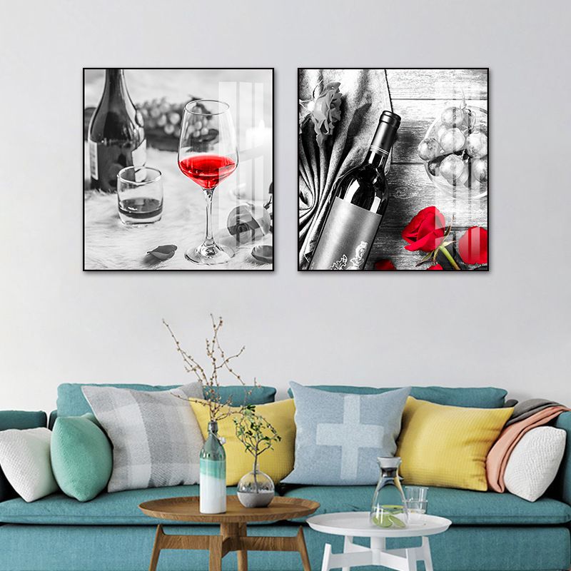 Photo Drinks Wall Art Set Bright Color Contemporary Canvas Print for Dining Room