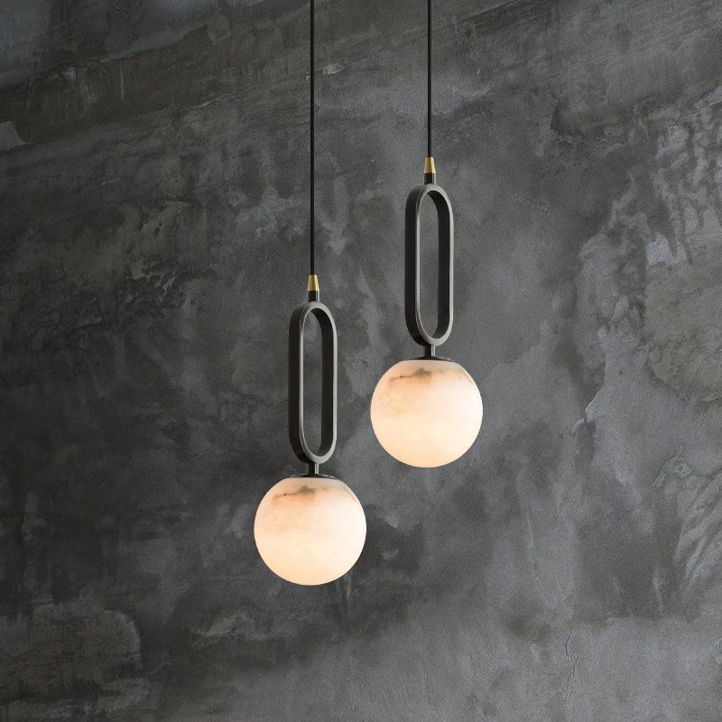 Marble Spherical Shape Hanging Lights Modern Style 1 Head Hanging Mount for Restaurant