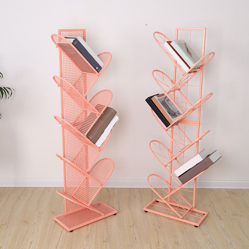 Modern Metal Bookcase Geometric Closed Back Bookshelf in Burnish