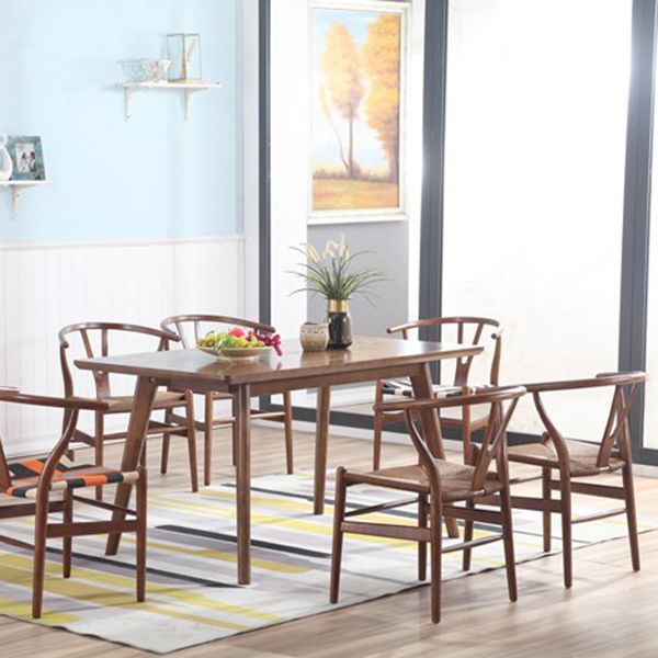 Sillas de comedor con brazo de estilo tradicional Sillones de comedor de madera de Wishbone de fresno