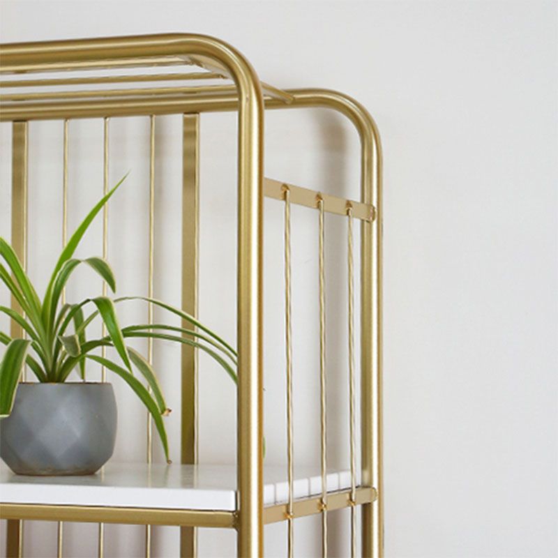 12" W Metal Frame Bookshelf Modern Black / Gold Open Storage Bookcase