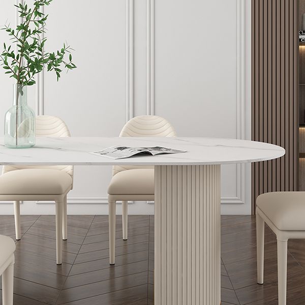 Metal Modern Oval Dining Table Sintered Stone Table for Dining Room and Kitchen