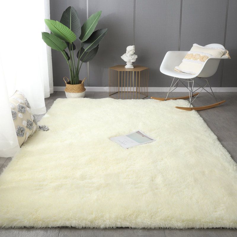 Simplicity Solid Rug Polyester Indoor Carpet Non-Slip Backing Shag Area Carpet for Living Room