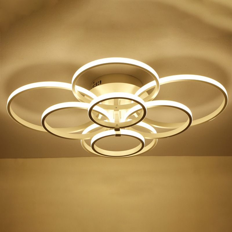 White Loop Forgiato Semiflush Light Minimalism LED Aluminum Soffitto Luce per Bedroom