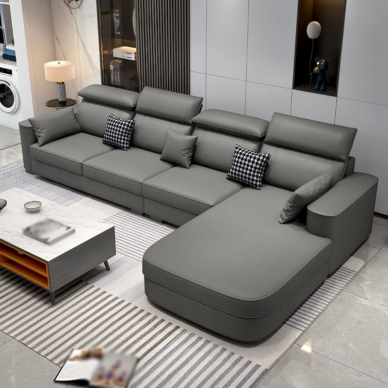 L-Shape High Back Faux leather Square Arm Sectional with Stain-Resistant and Waterproof