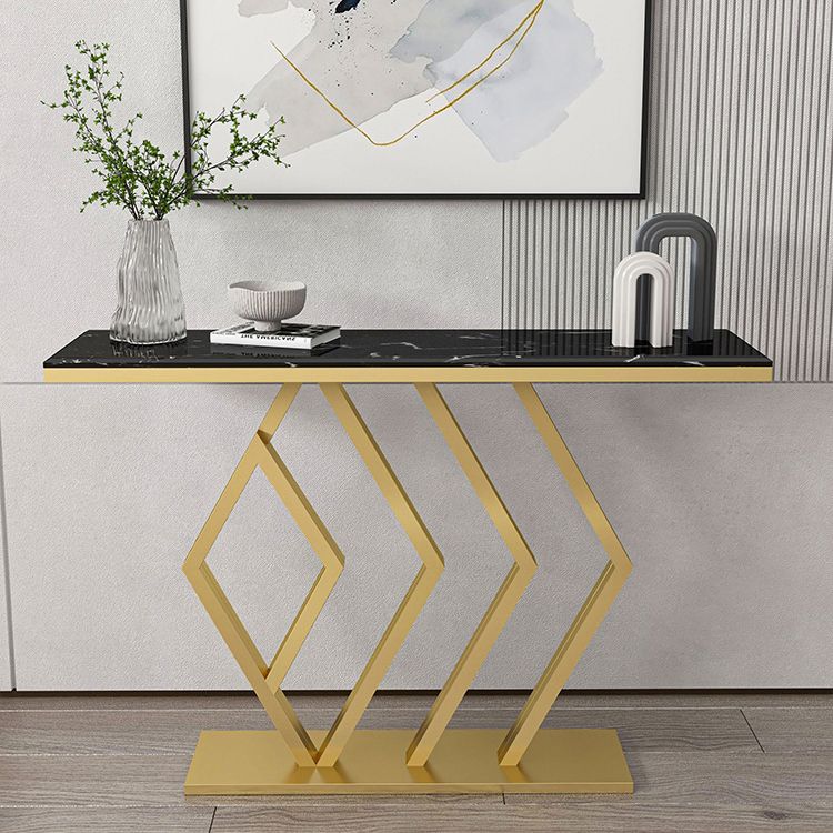 Contemporary Marble Console Sofa Table Rectangle Iron End Table for Hall