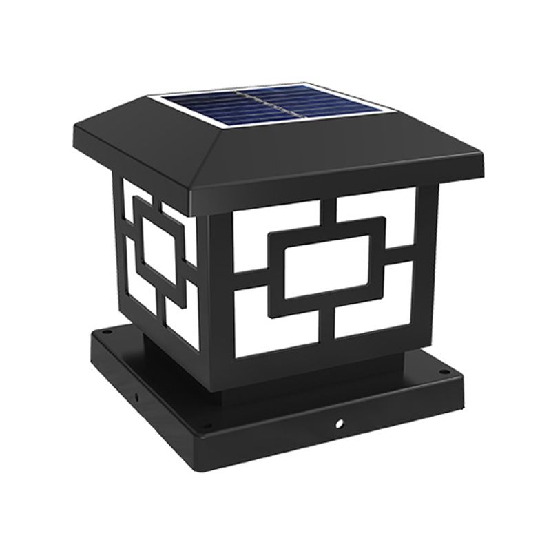 Simple LED Pillar Light Geometric Solar Lighting Fixture for Backyard