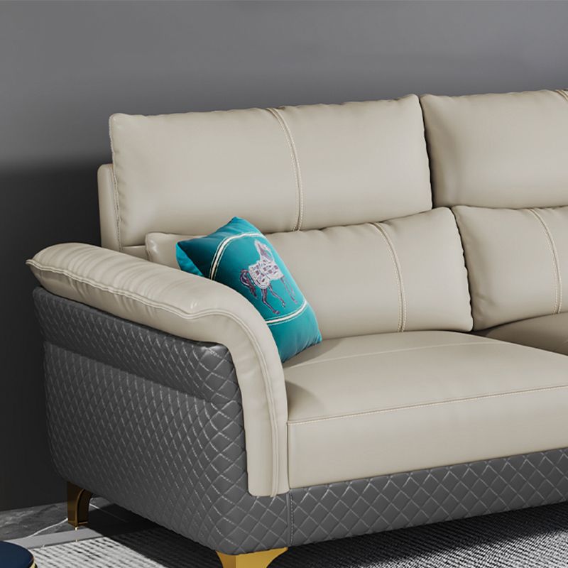 Contemporary Grey Sectional High Back Pillow Top Arm Sofa for Living Room