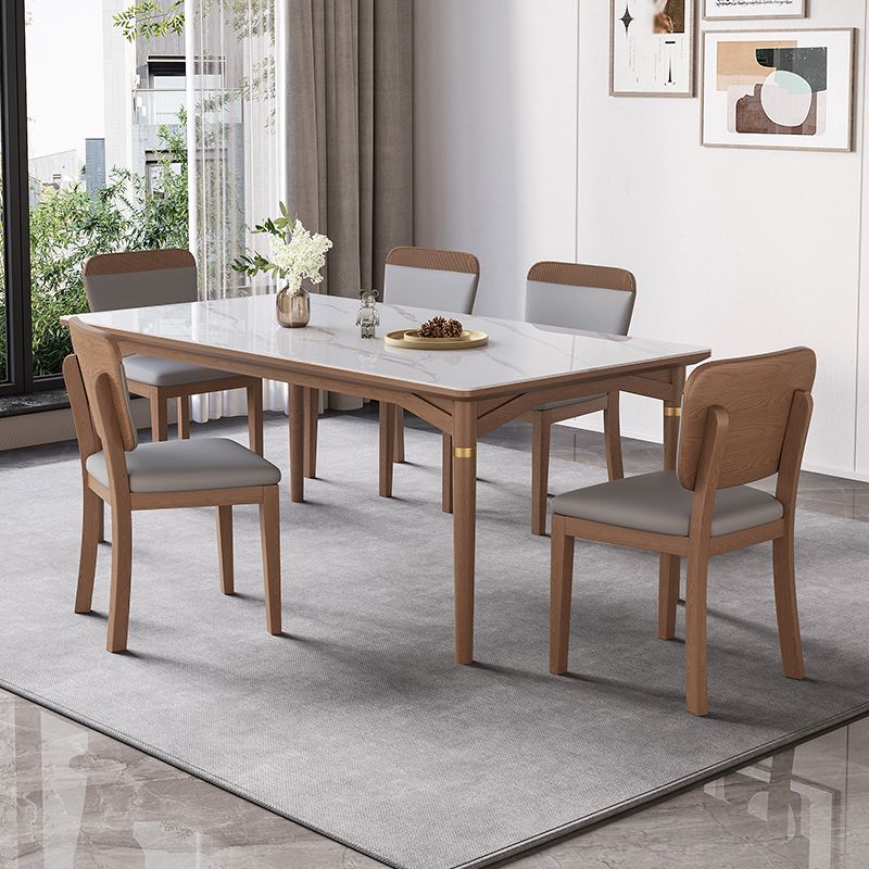 1/4/5/6/7 Pieces Table Furniture Set Sintered Stone Dining Room Set with Wooden Legs