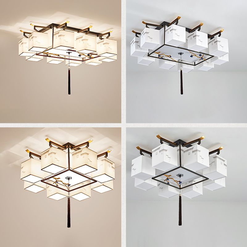 Luminaire encastré en tissu multi-lumières, luminaire de montage encastré de simplicité de Style chinois