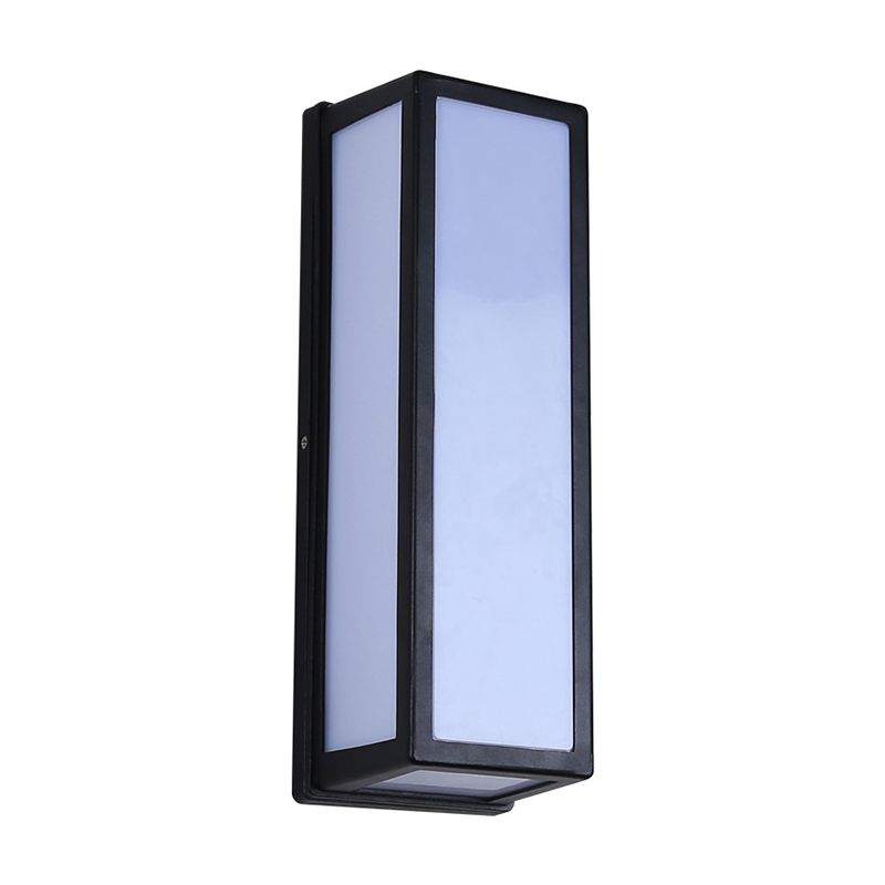 Kleine/grote rechthoekige patio SCONCE LAMP Plastic eenvoud LED spoelmontage wandlicht in zwart