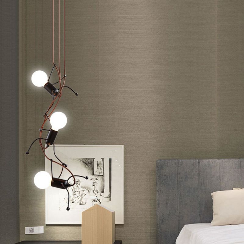 3/6 Glühbirnen menschliche Form Kronleuchter leichter industrielles schwarzes Metallhänge Deckenleitungsraum Esszimmer