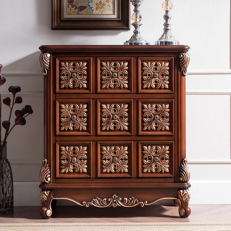 Traditional Wooden Storage Chest Home Vertical Chest with 3 Drawers