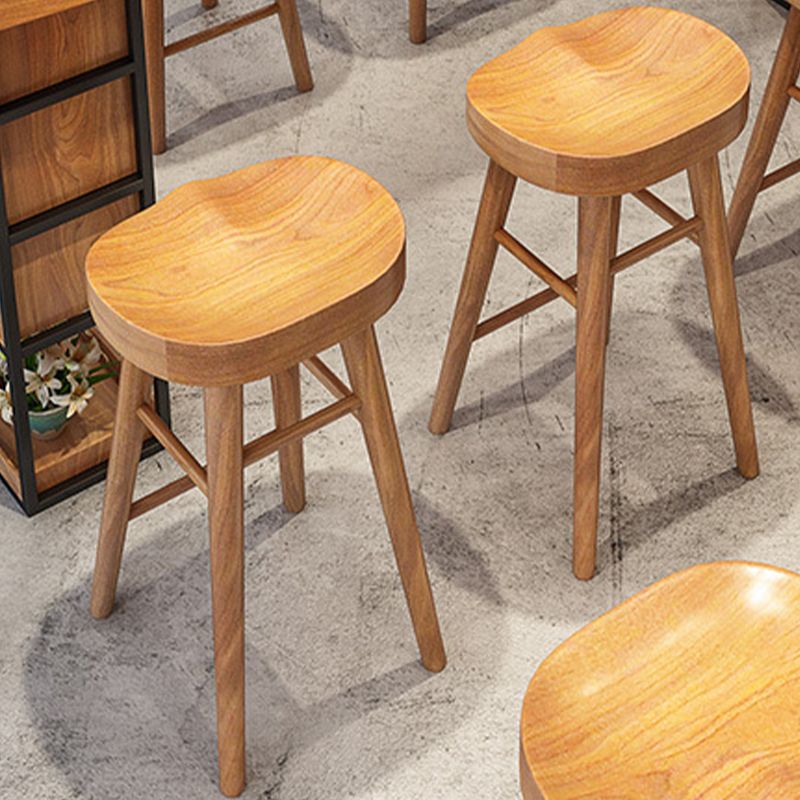 Contemporary Solid Wood Counter Stool Saddle Seat Backless Bar Stool