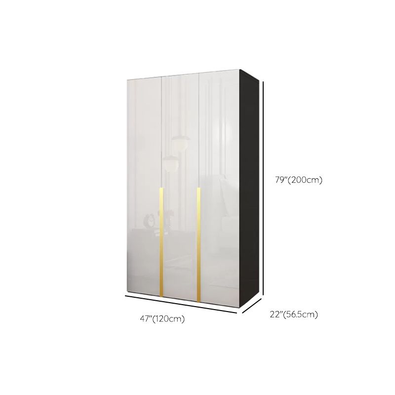 Hinged Wardrobe Cabinet with Garment Rod Modern Storage Cabinet
