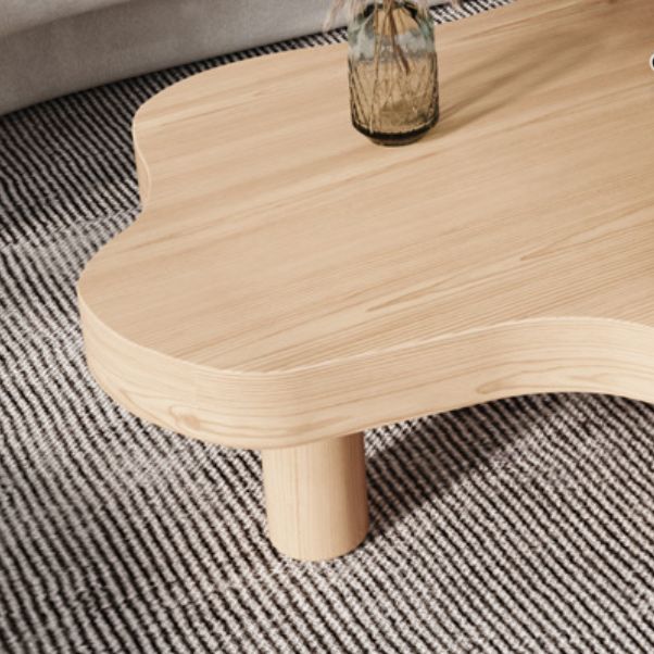 Free Form Solid Wood Coffee Table Set with 3 Legs Cocktail Table