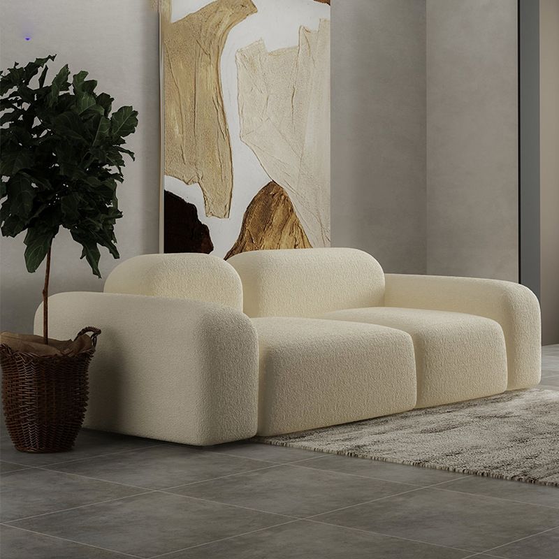 Contemporary Fabric Settee Square Tight Back Arm Sofa Standard Sofa