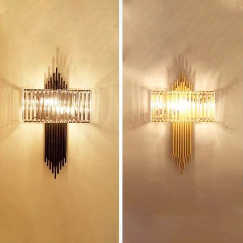 Crystal Geometry Shape Wall Lights Modern Style 2 Light Wall Sconce for Dining Room
