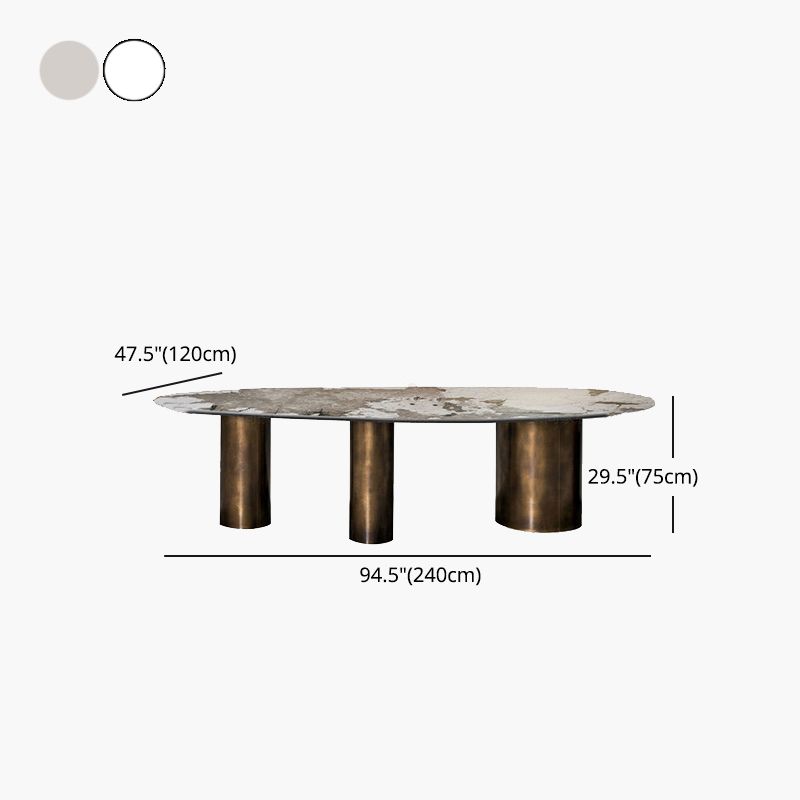 Oval Traditional Luxury Stone Table Standard Height Dining Table