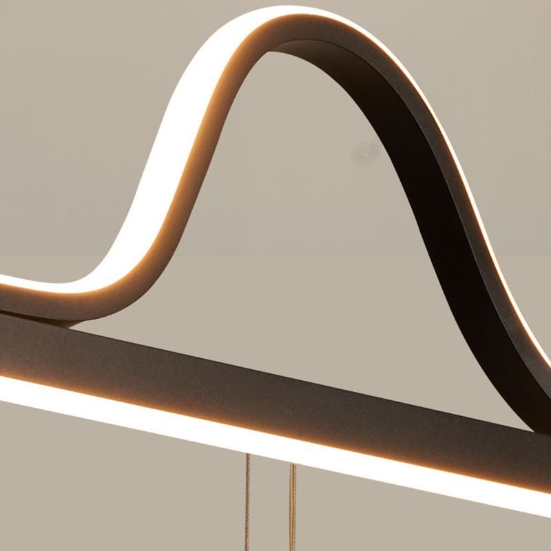 Linear Shape Island Pendants Contemporary Metal 3 Light Pendant Lighting Fixtures in Black