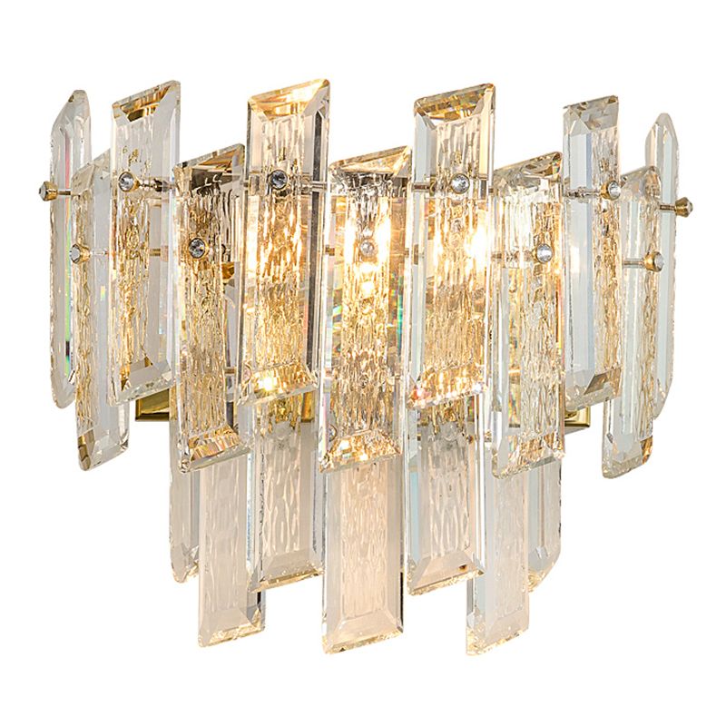 Geometric Shape Crystal Wall Sconces Modern Wall Mount Light in Gold