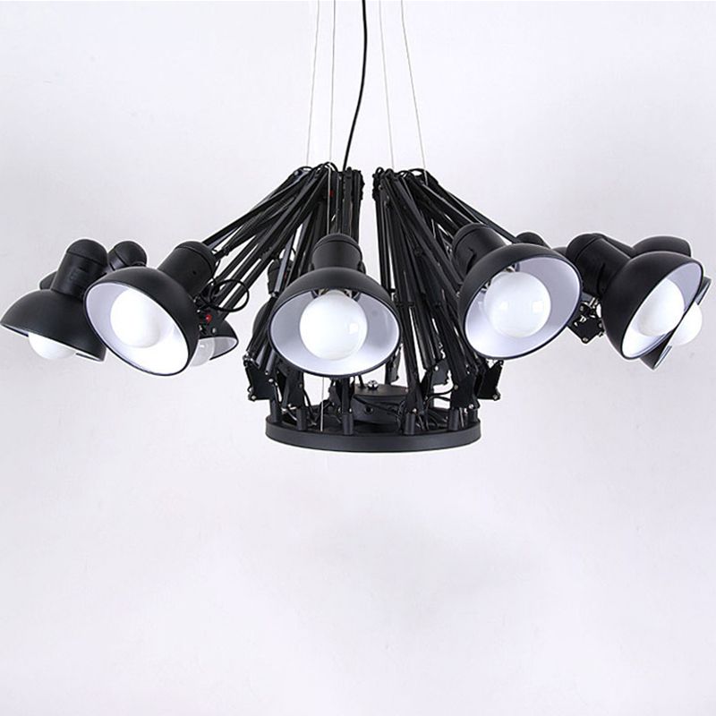 Adjustable Spider Chandelier Postmodern Metal Living Room Hanging Light with Bowl Shade