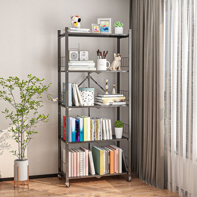 Modern Style Bookshelf Metal Open Back Folding Bookcase for Office